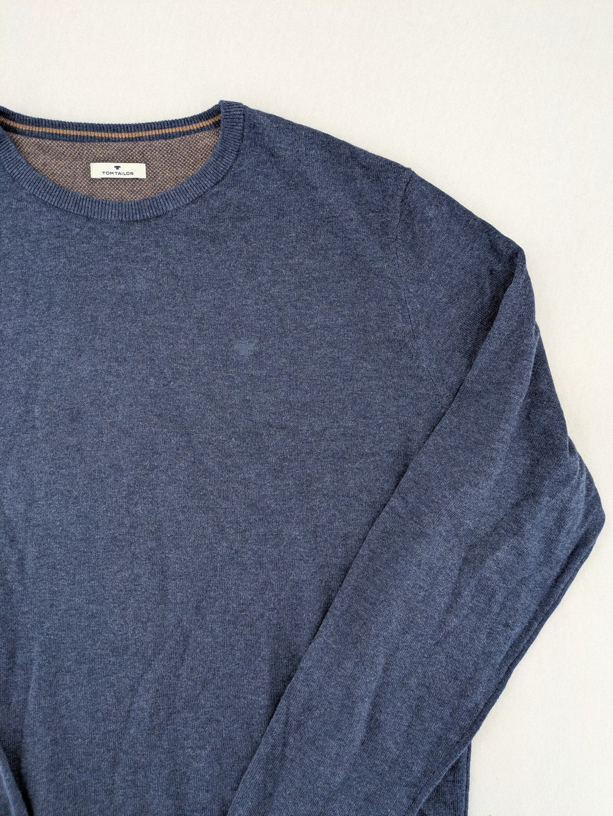 Tom Tailor blue turtle neck jumper with subtle logo embroidery and ribbed cuffs.