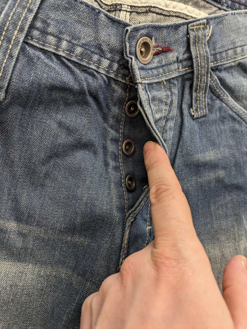 Jack & Jones blue straight jeans with biker panel details and button-fly closure.