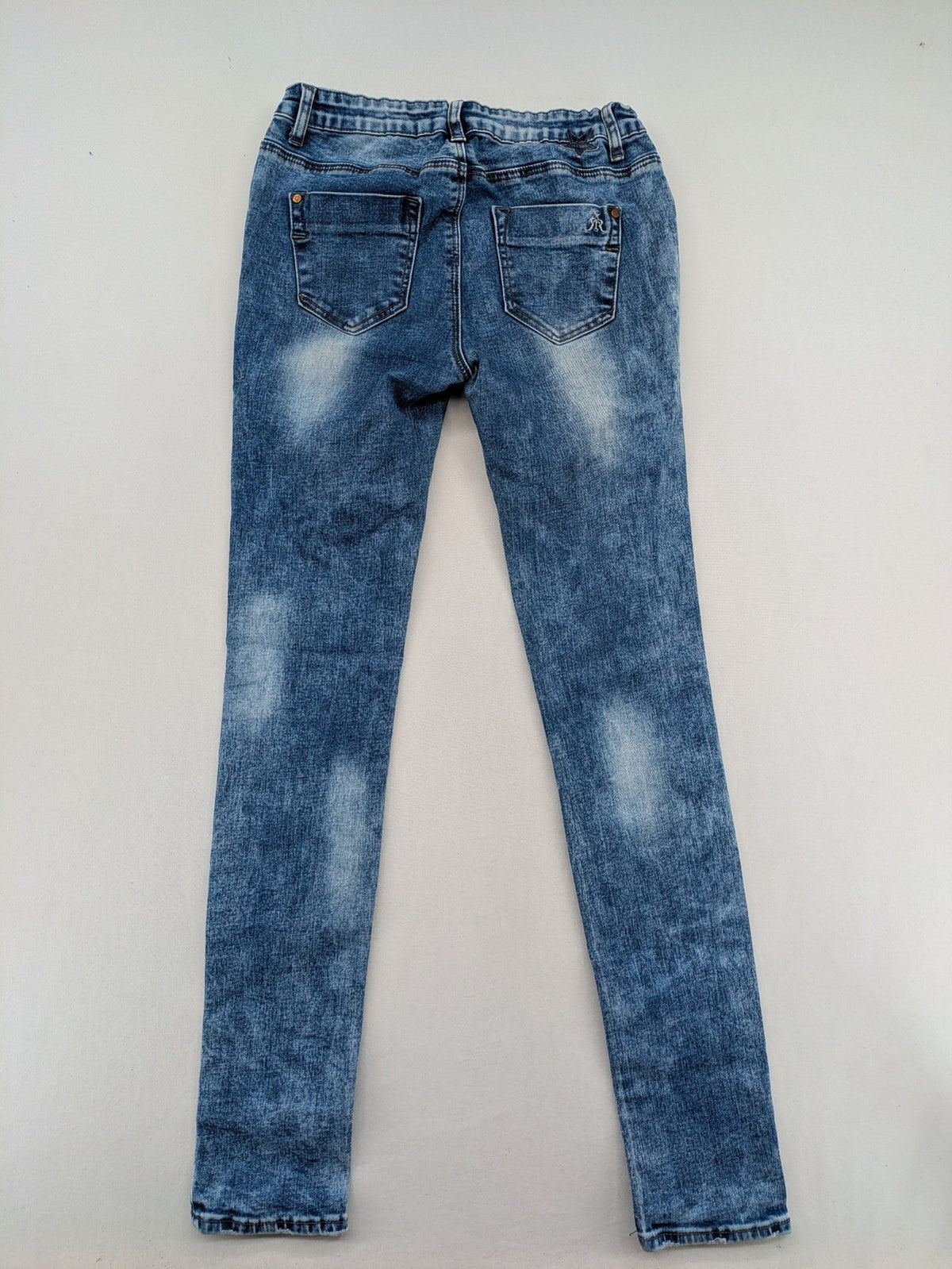 Retour blue slim fit jeans with classic 5-pocket style and adjustable waistband.
