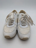 Michael Kors multi sneaker white leather and cream textile with silver logo details.