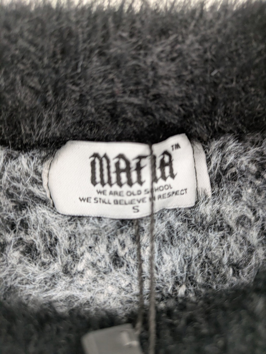 Mafia oversized turtle neck jumper black grey brushstroke pattern soft knit material