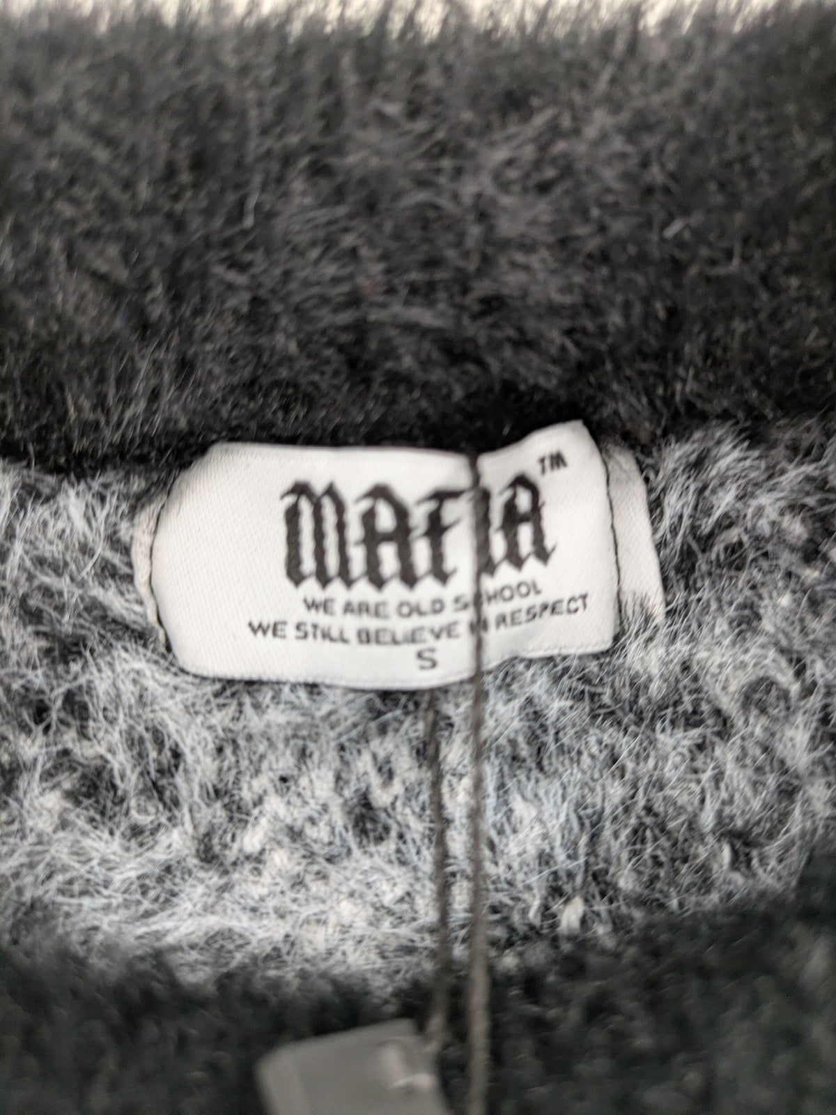 Mafia oversized turtle neck jumper black grey brushstroke pattern soft knit material
