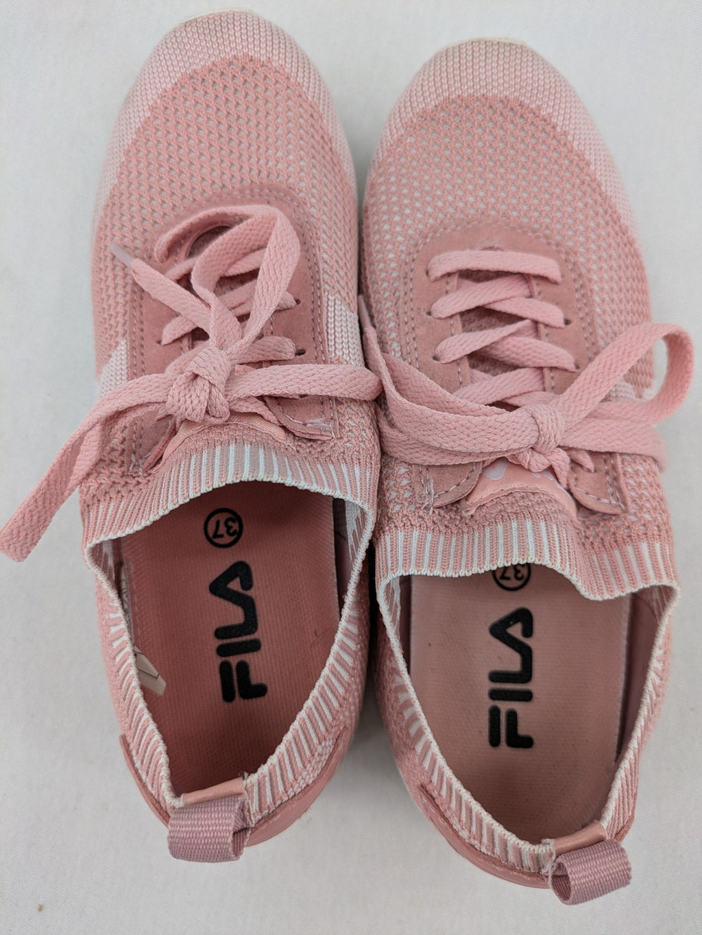 Fila pink sneakers breathable mesh upper sock-like fit with white accents