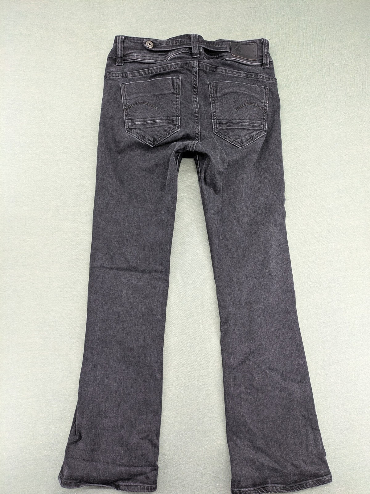 G-Star Raw grey straight jeans with 5-pocket design and logo detailing.