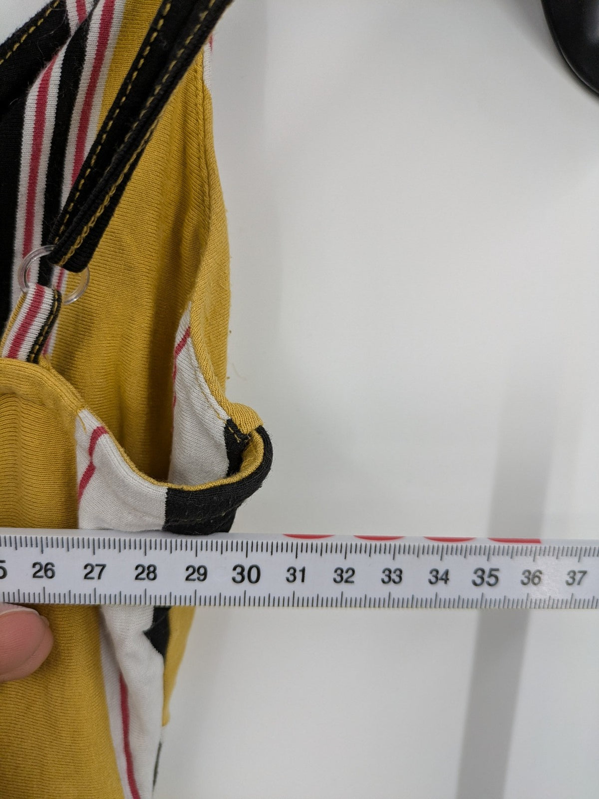 Bershka multi jumpsuit vertical striped pattern yellow, black, white, knot detail, cut-out waist.