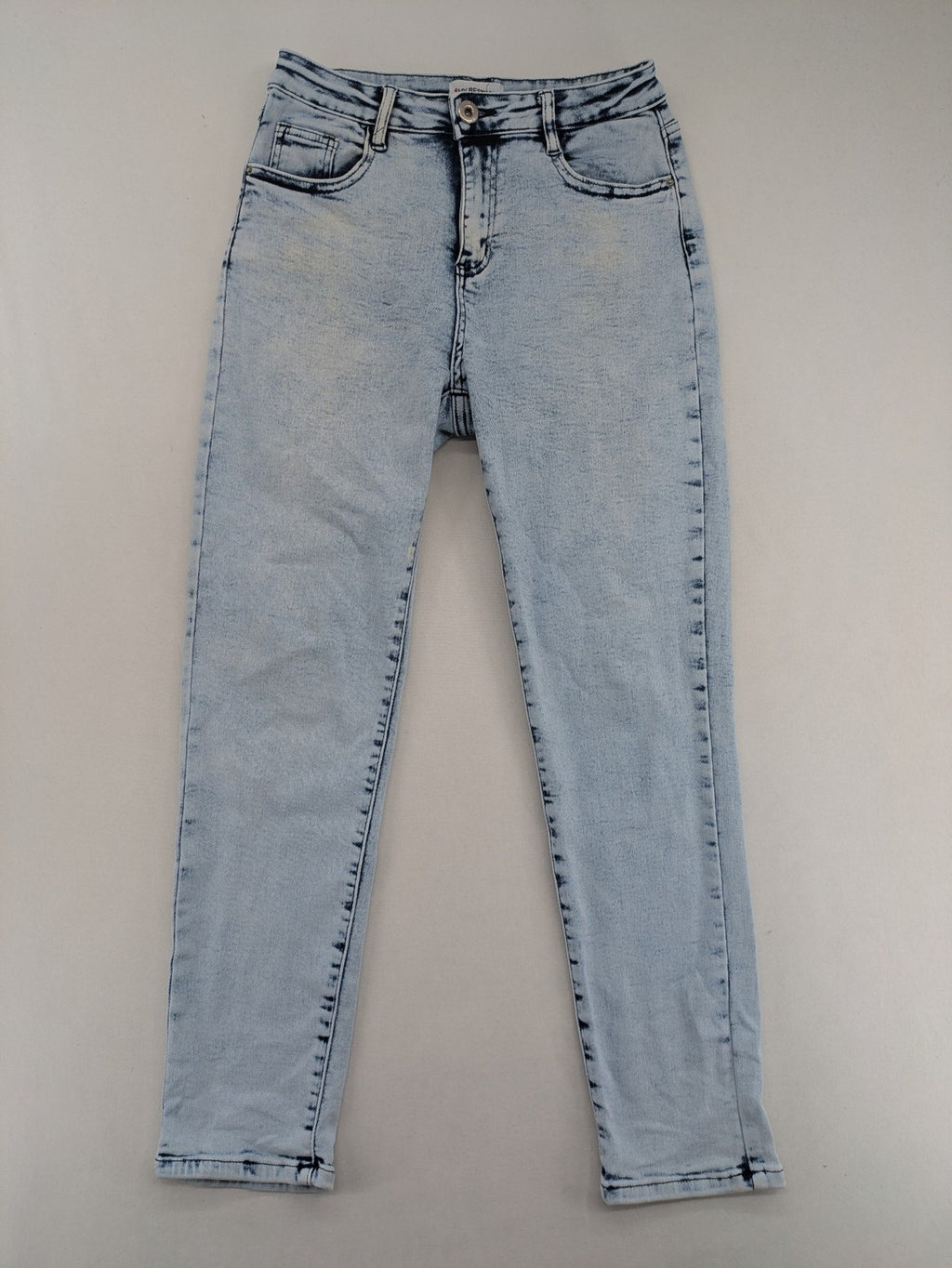 My Bestiny blue straight jeans acid wash finish five-pocket design stretchy cotton blend