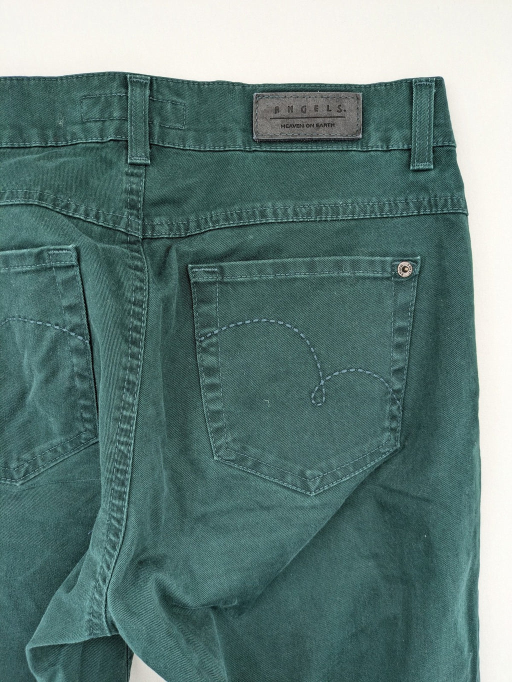 Angels green straight jeans, 5-pocket style, made from cotton blend with stretch.