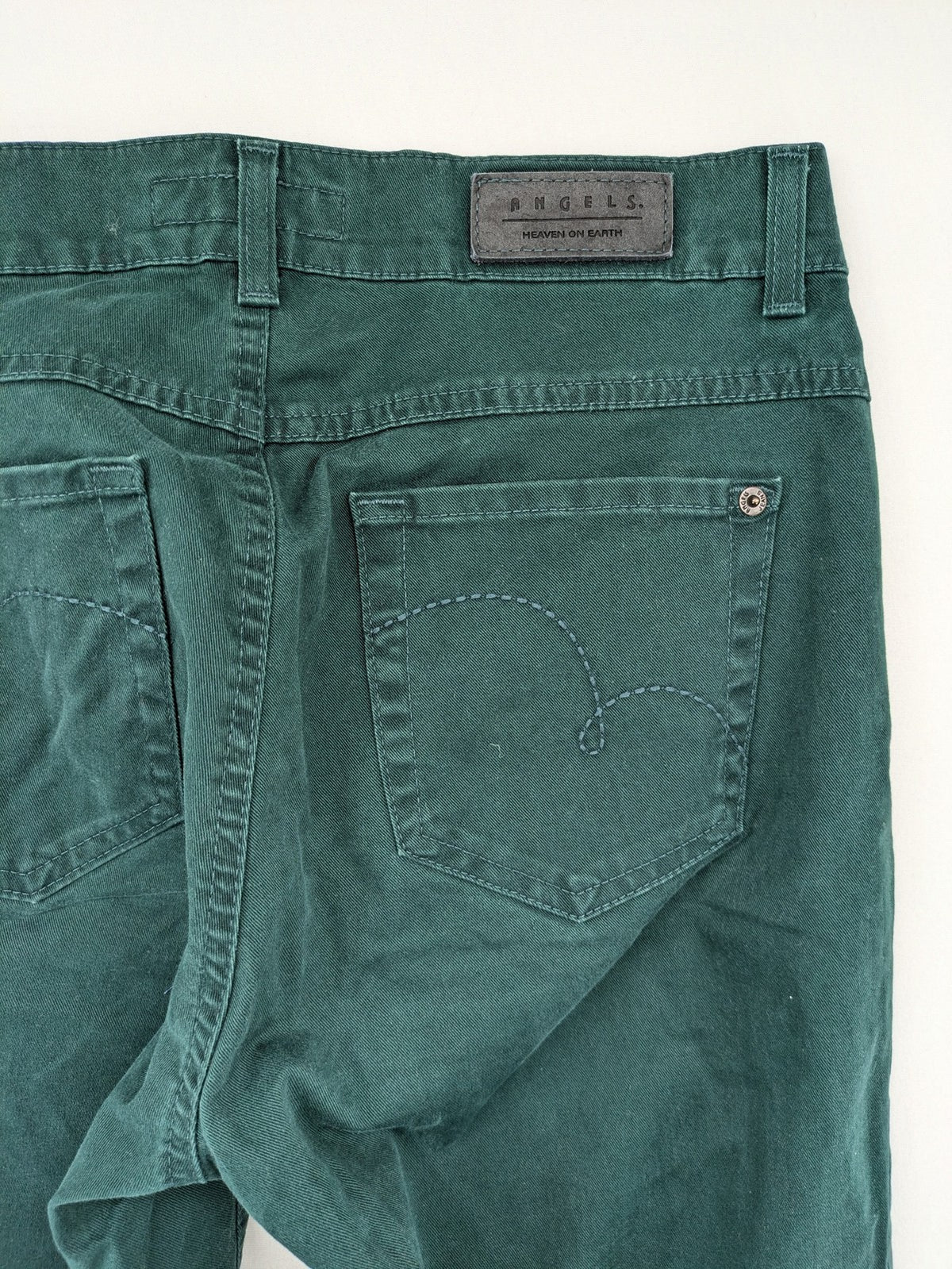 Angels green straight jeans, 5-pocket style, made from cotton blend with stretch.