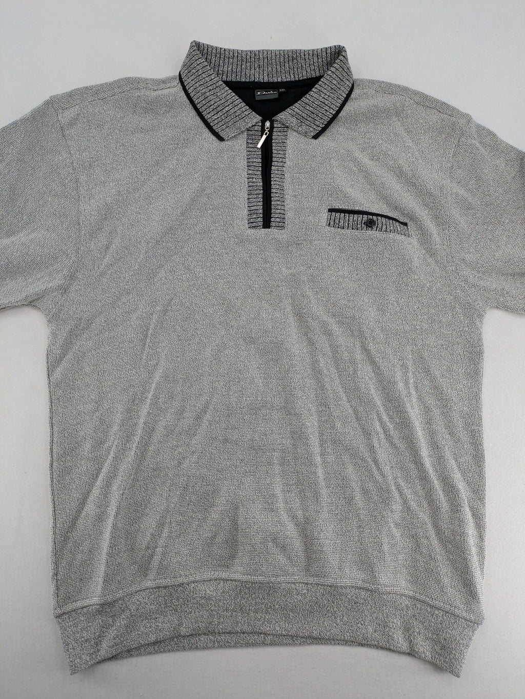 Danilo turtle neck jumper grey melange with black zipper and ribbed cuffs.