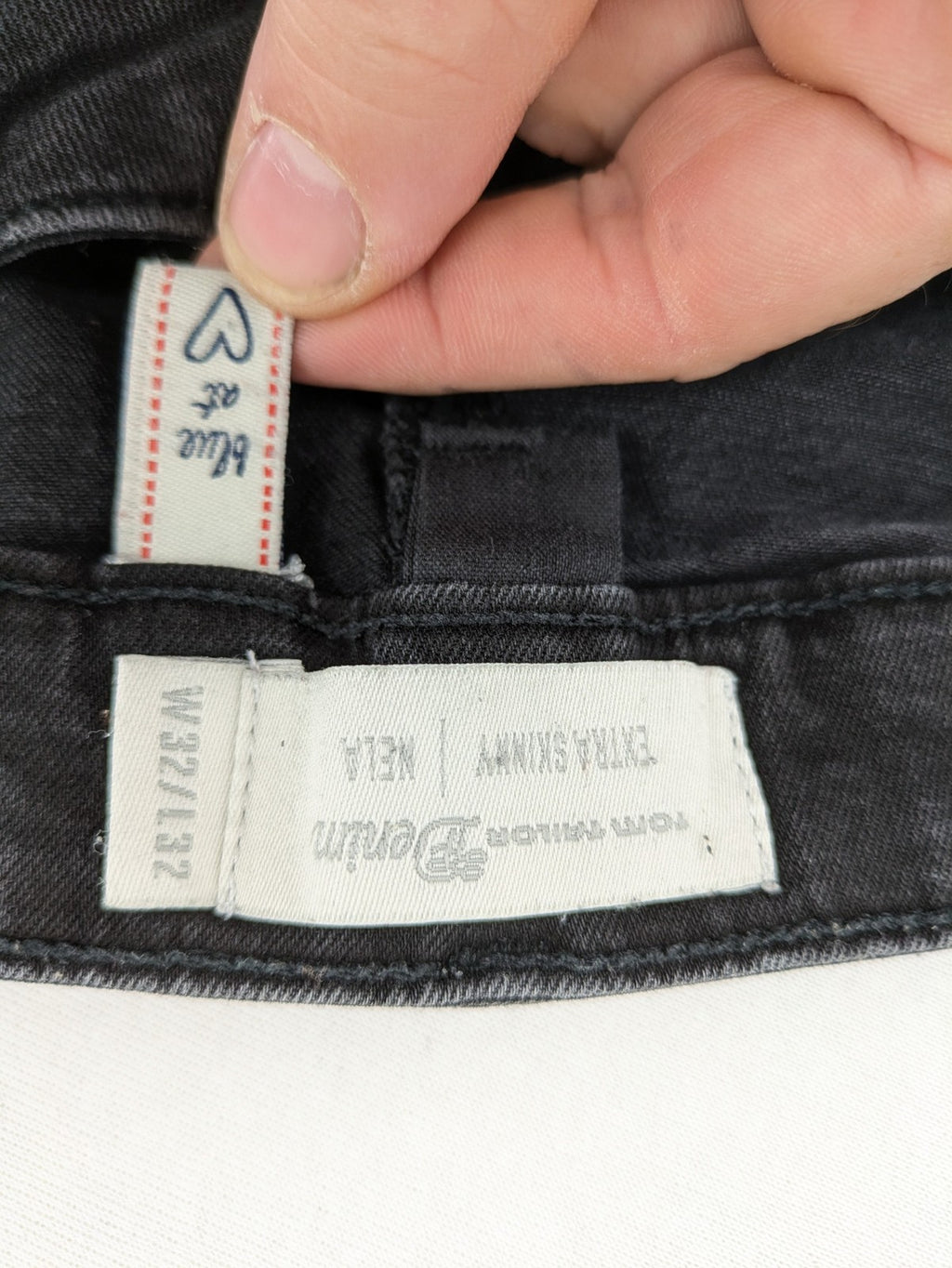 Tom Tailor Denim black extra skinny jeans, washed finish, stretch cotton blend, modern silhouette.