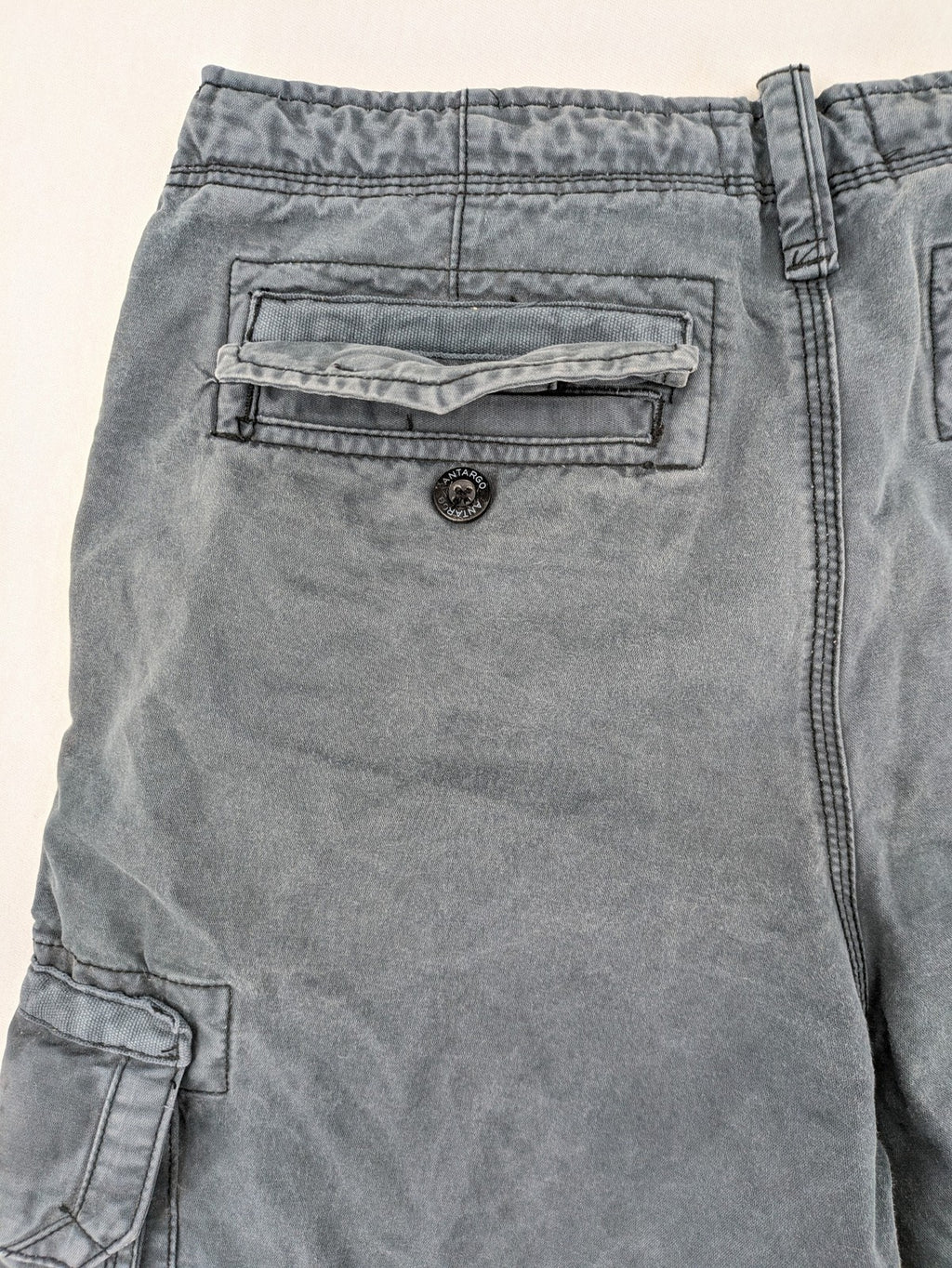 Antargo grey cargo shorts washed finish multi-pocket design durable cotton