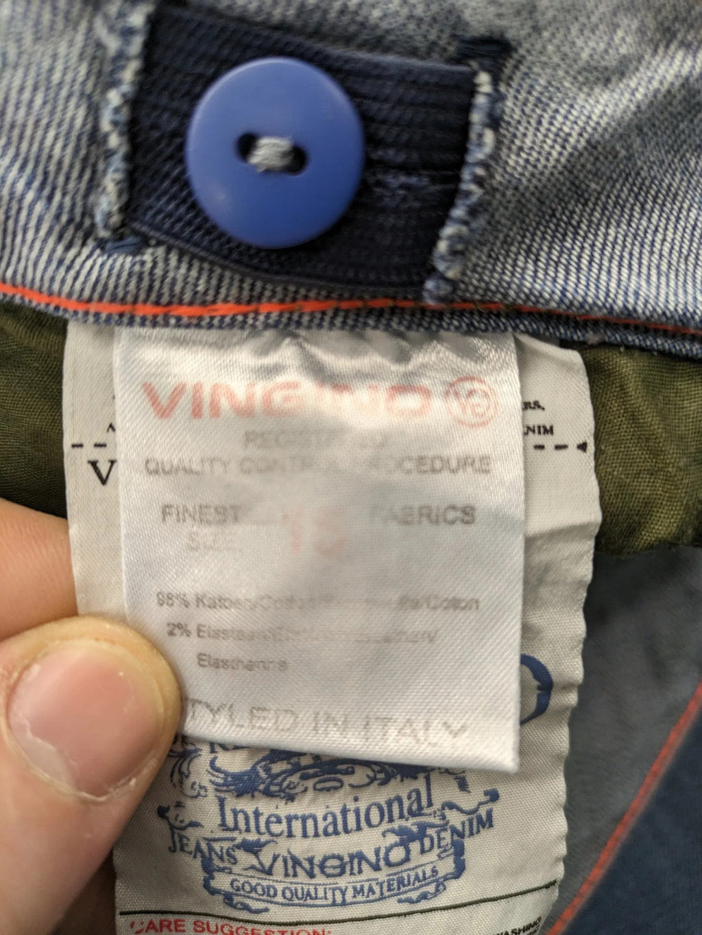 Vingino blue skinny jeans with adjustable waistband and classic wash, made from stretch denim.