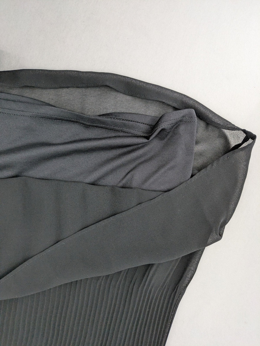 C&A grey top sleeveless pleated chiffon overlay with silver studs at neckline