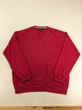 McNeal red turtle neck jumper V-neck design with ribbed cuffs and hem.