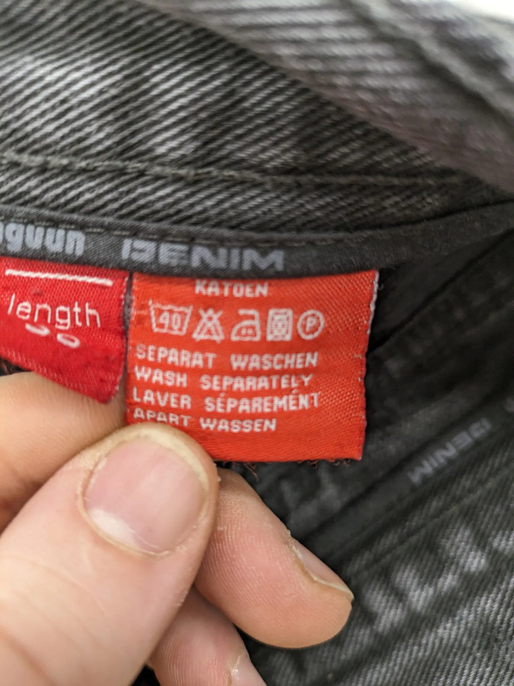 Manguun straight jeans black grey washed denim 5-pocket design regular fit