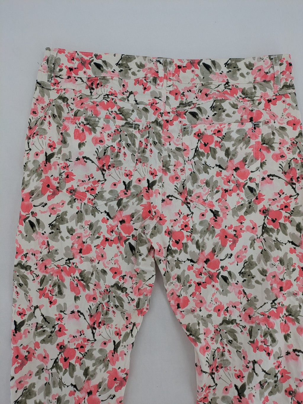 ever.me multi pants high waist floral pattern cotton blend with button closure