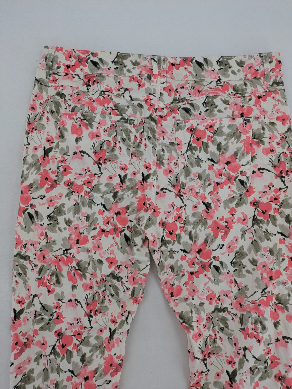 ever.me multi pants high waist floral pattern cotton blend with button closure