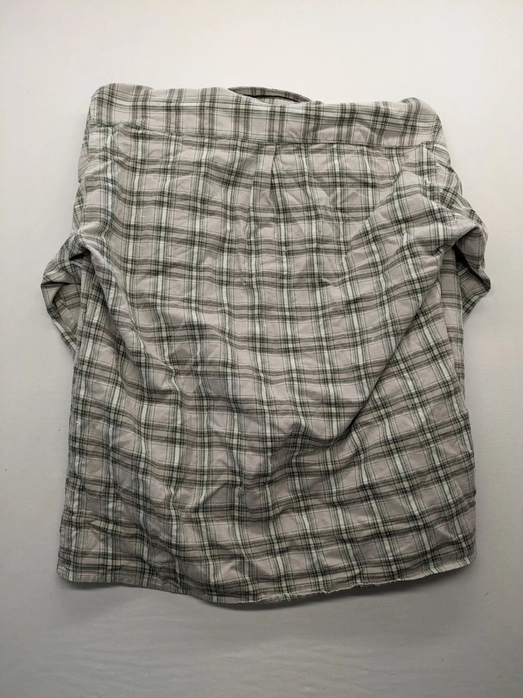 OS Trachten beige green checkered long sleeve shirt with button-up front and chest pocket.