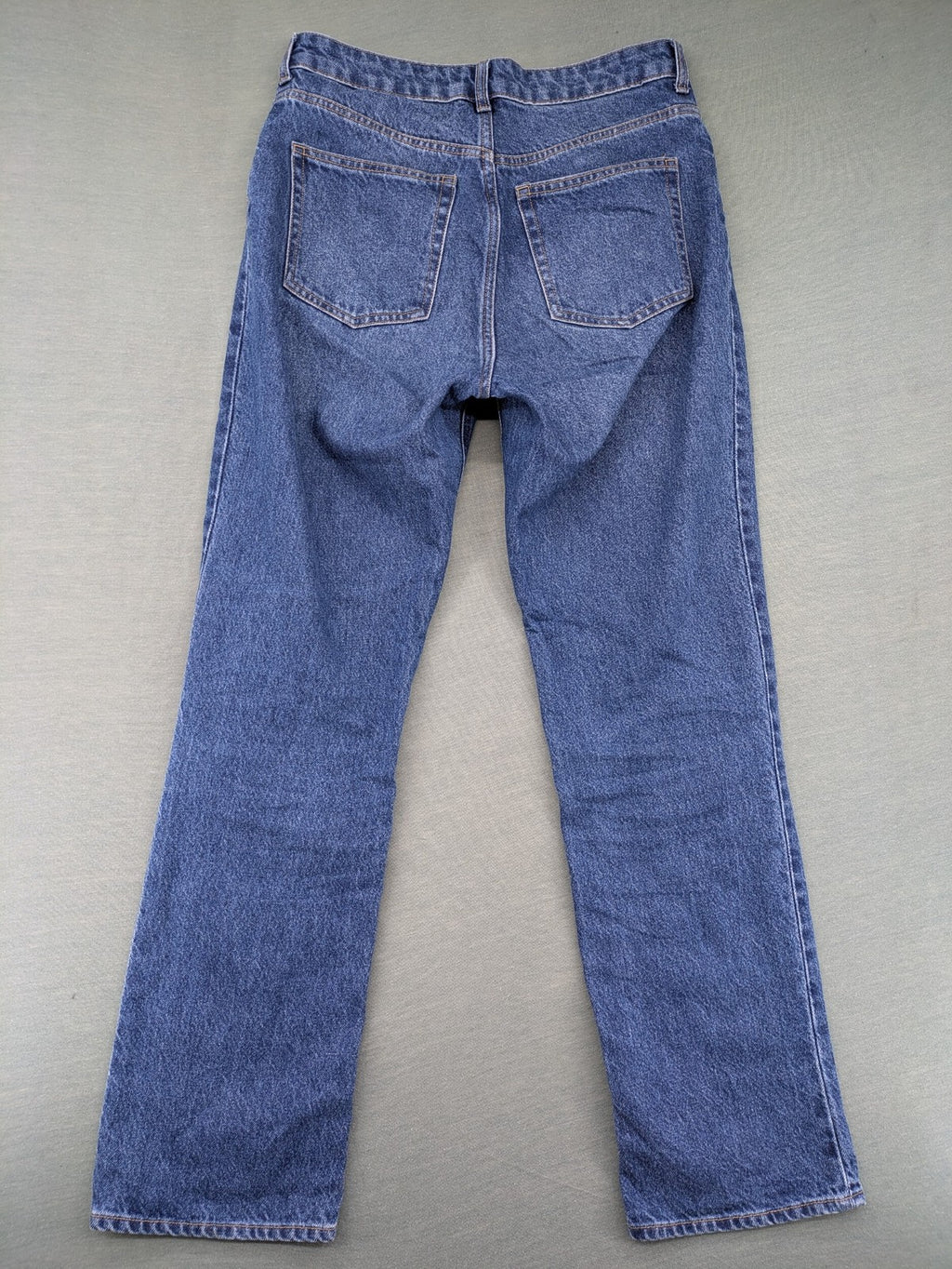 H&M blue straight jeans high rise button fly durable cotton vintage style