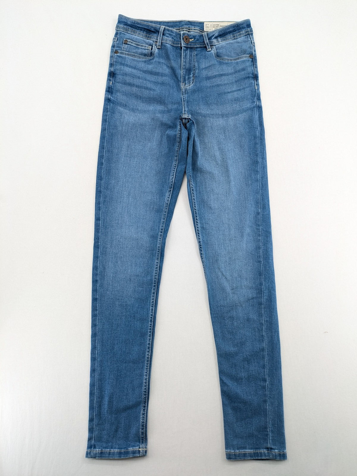 ESMARA blue super skinny jeans with medium waist and stretchy cotton blend material.