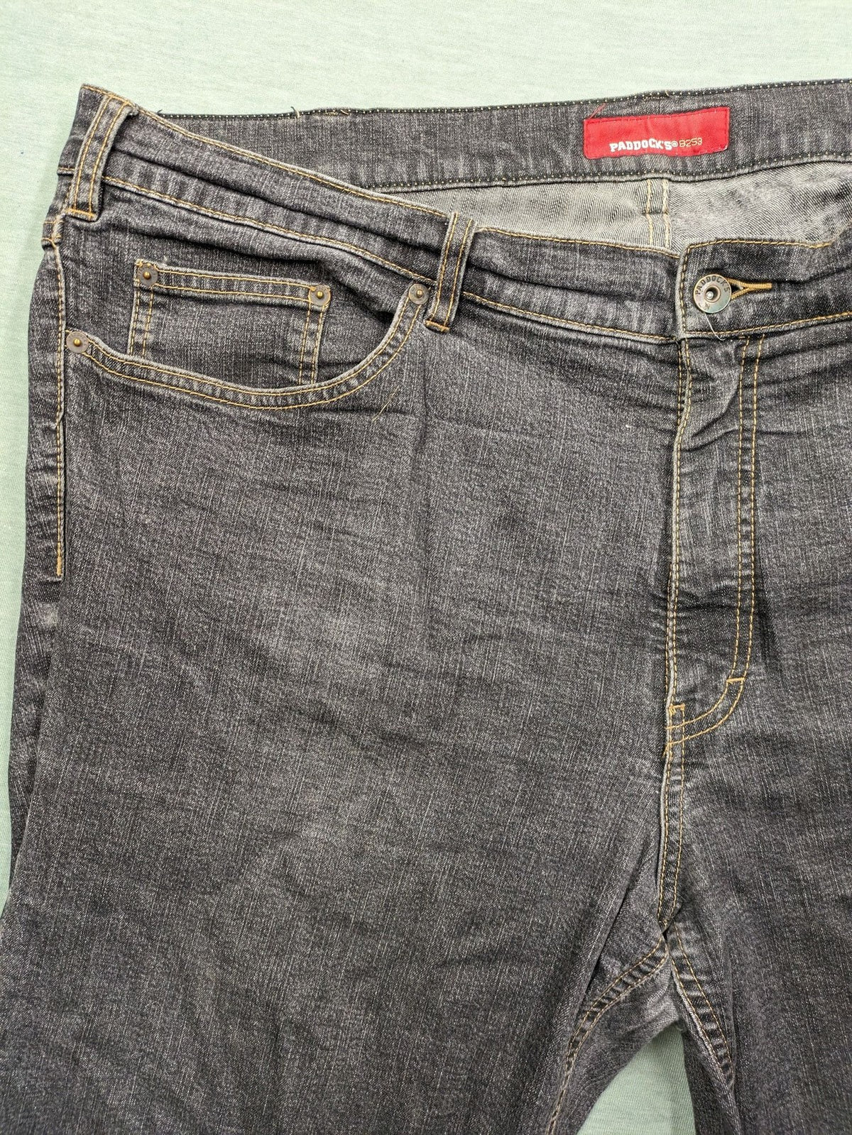 Paddock's straight jeans dark wash grey cotton-stretch denim with classic straight leg design.