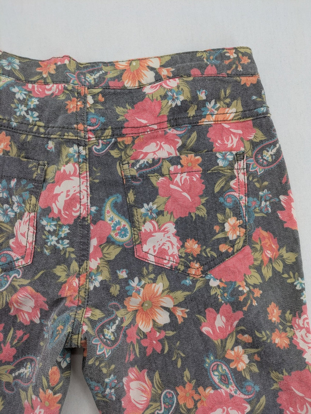 ONLY blue straight jeans with vibrant floral and paisley print on denim fabric.