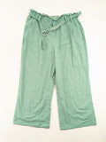 City Life pink culotte pants with paperbag waist and matching belt, cotton blend.