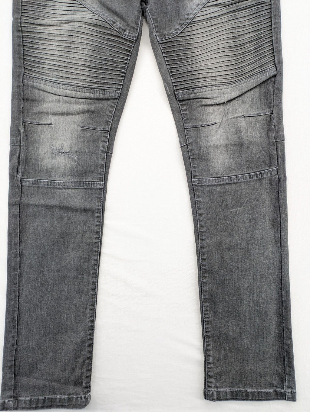 Clockhouse grey skinny fit jeans with biker ribbed panels and subtle distressed details.