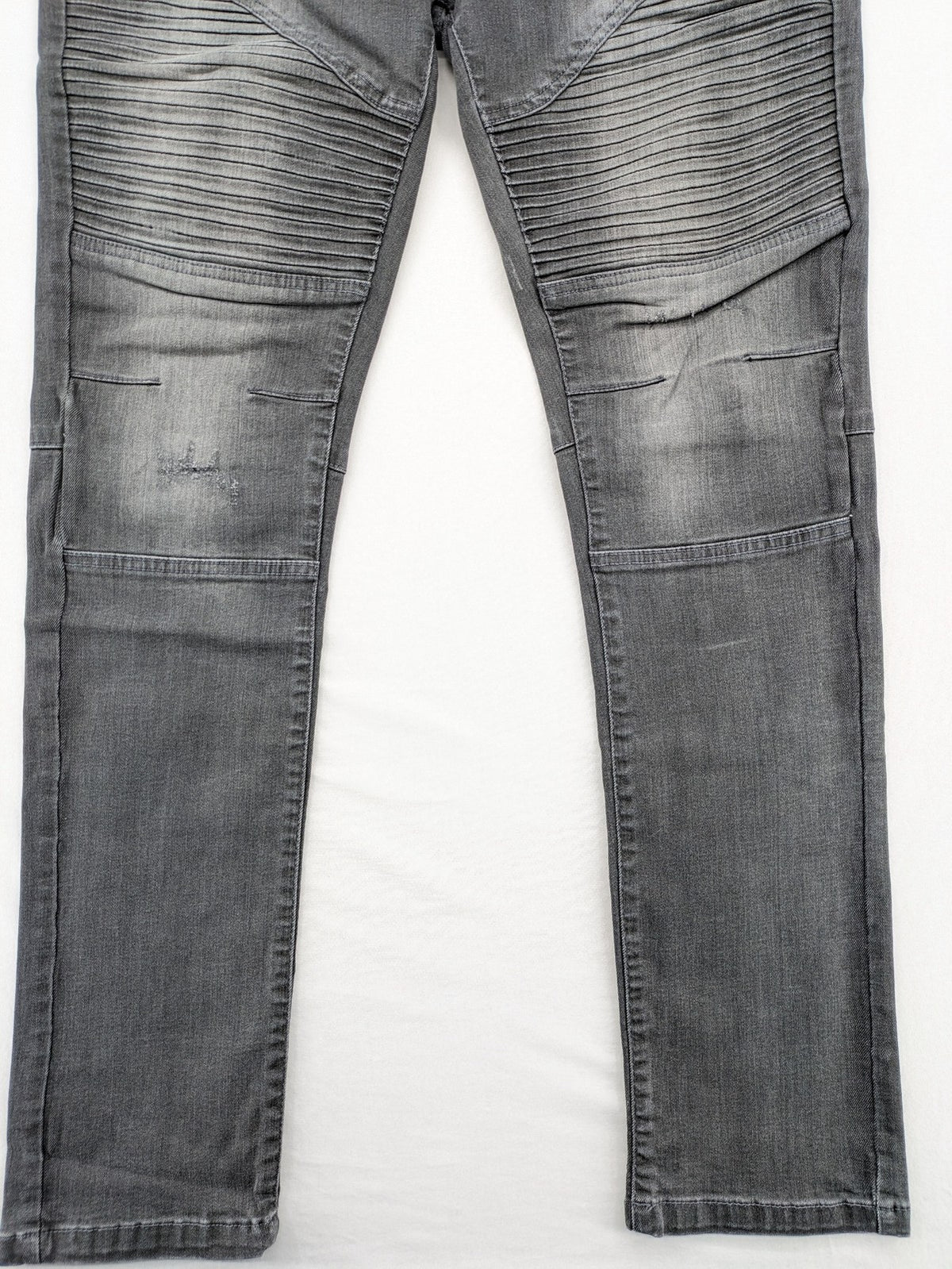 Clockhouse grey skinny fit jeans with biker ribbed panels and subtle distressed details.