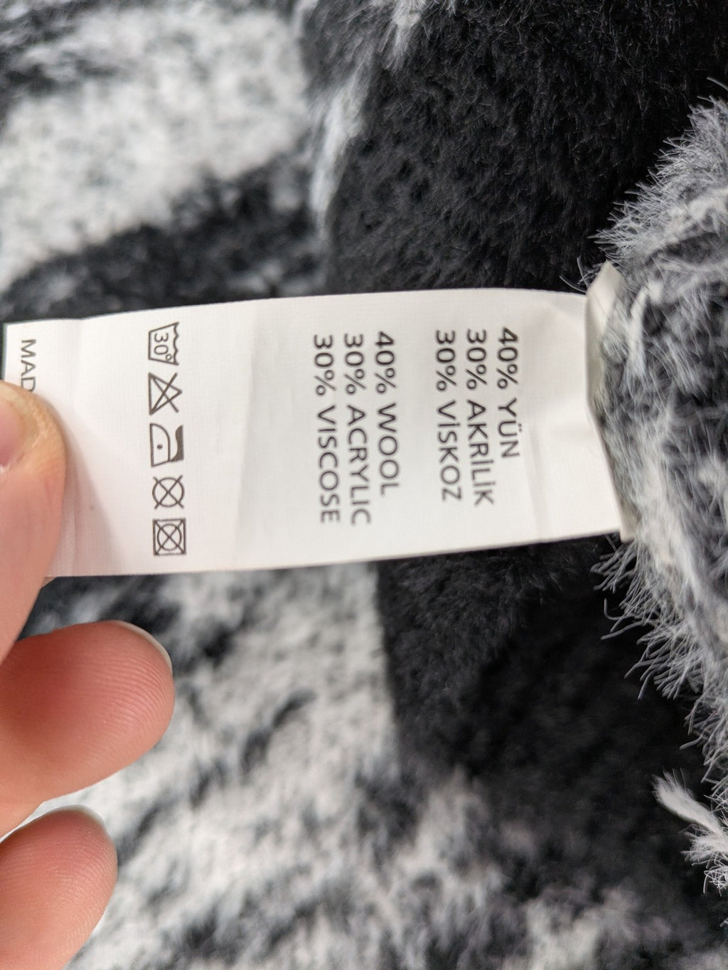 Mafia oversized turtle neck jumper black grey brushstroke pattern soft knit material