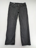 Zara grey straight jeans 5-pocket style with classic button closure and cotton blend material.