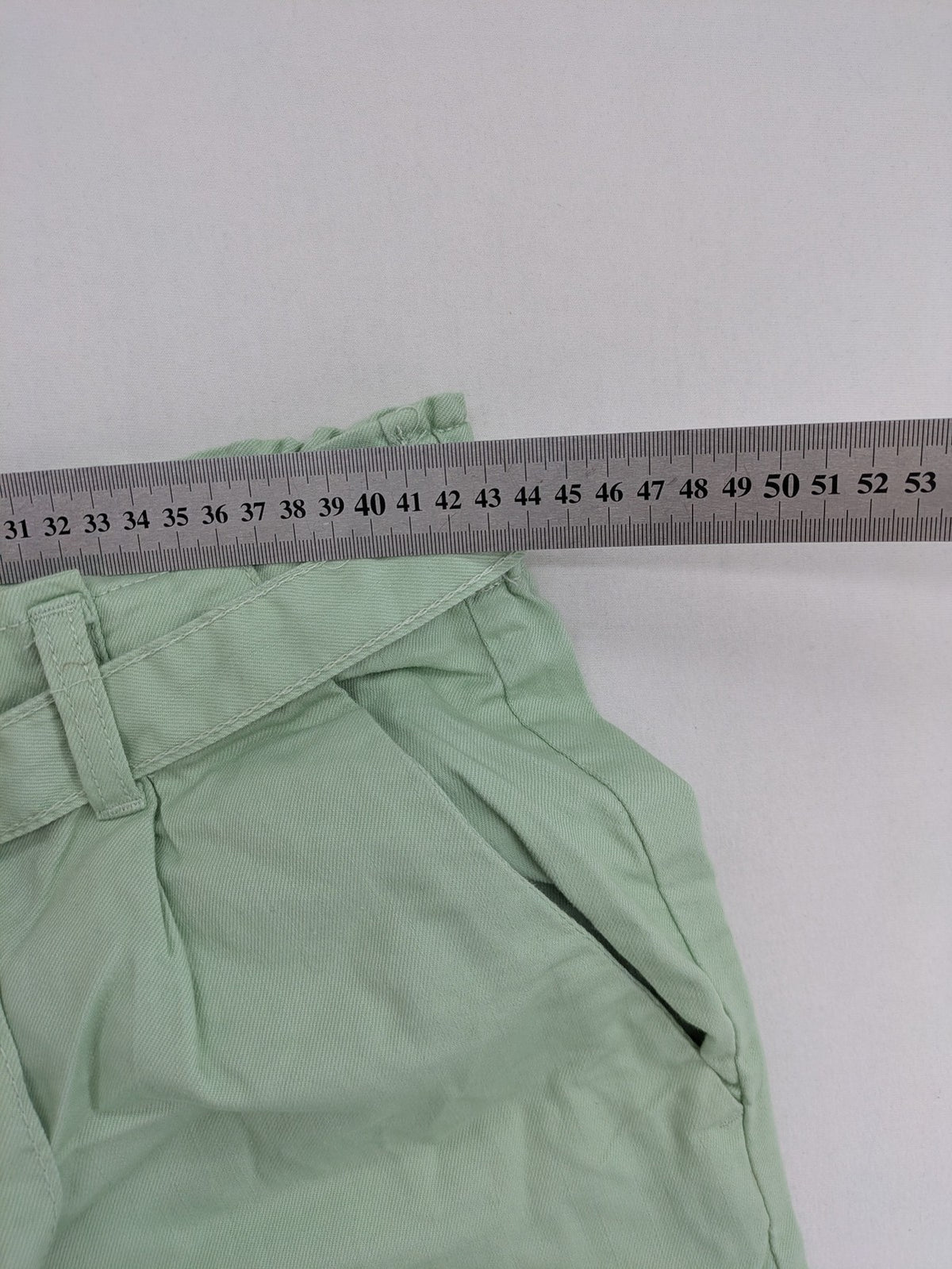 Pageone green cropped pants wide leg paperbag waist with matching tie belt