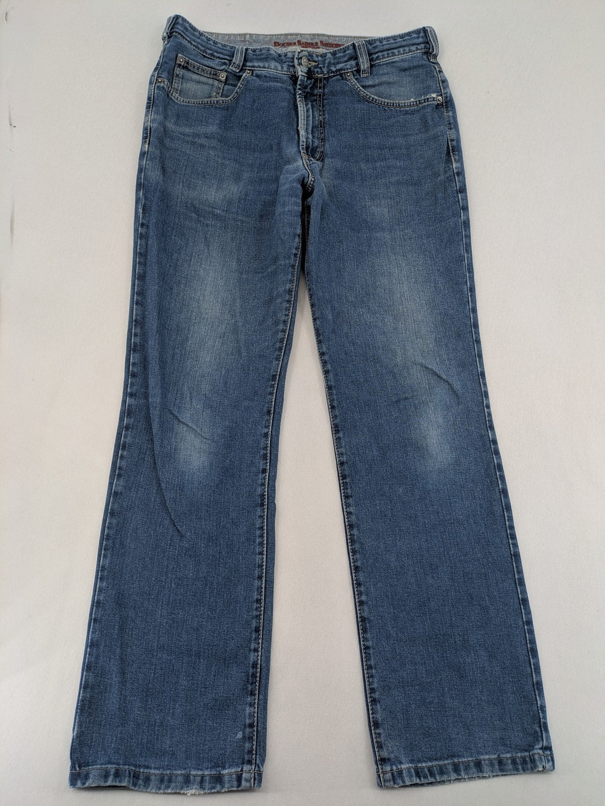 Joker blue straight leg jeans with double saddle stitched detail and classic denim wash.