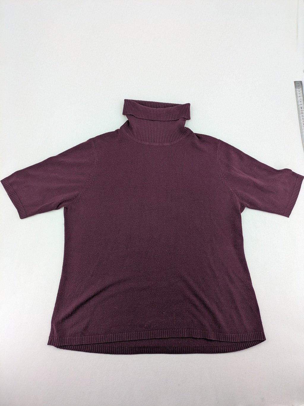 Mark Adam burgundy turtle neck jumper short sleeves soft knit material