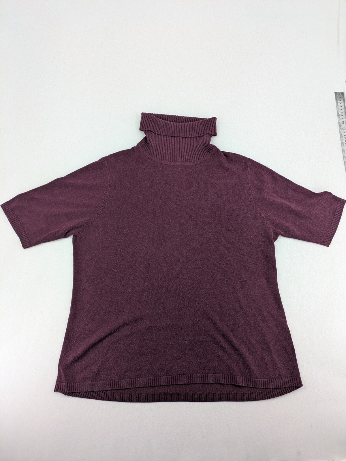 Mark Adam burgundy turtle neck jumper short sleeves soft knit material