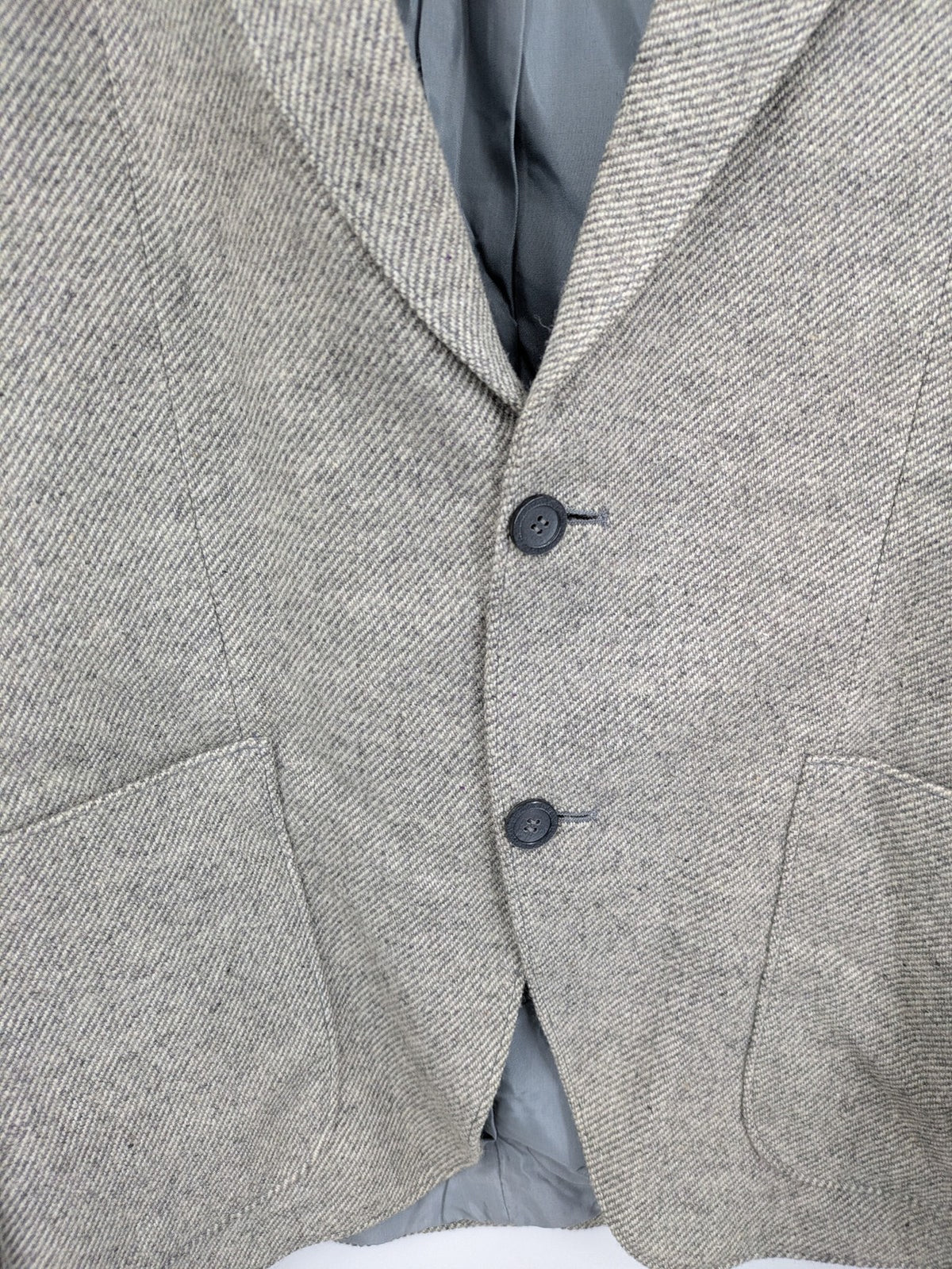 C&A grey blazer wool blend herringbone pattern fully lined classic style