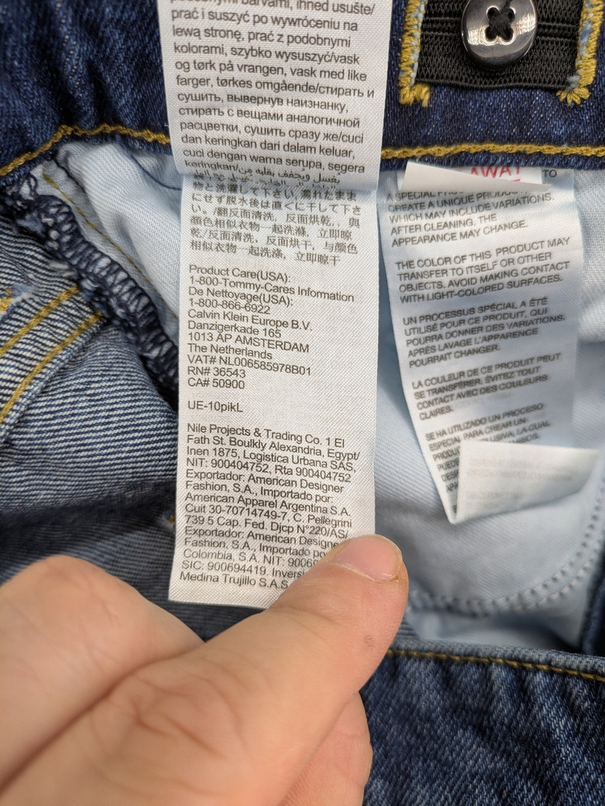 Calvin Klein Jeans blue straight jeans classic five-pocket design adjustable waistband 100% cotton