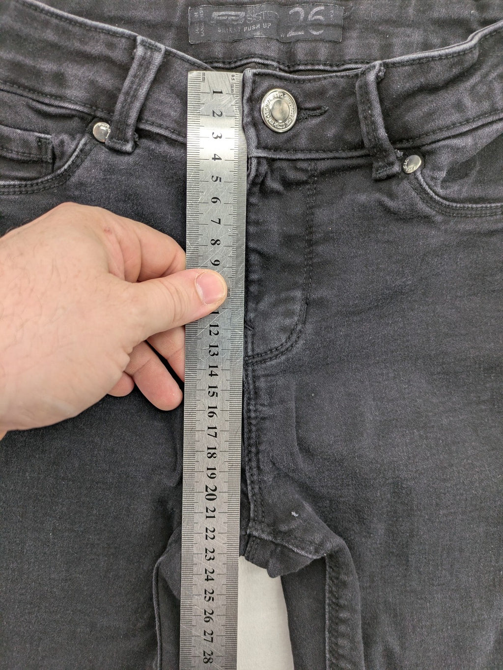 FB Sister skinny push-up jeans black grey faded stretch denim with classic fit.