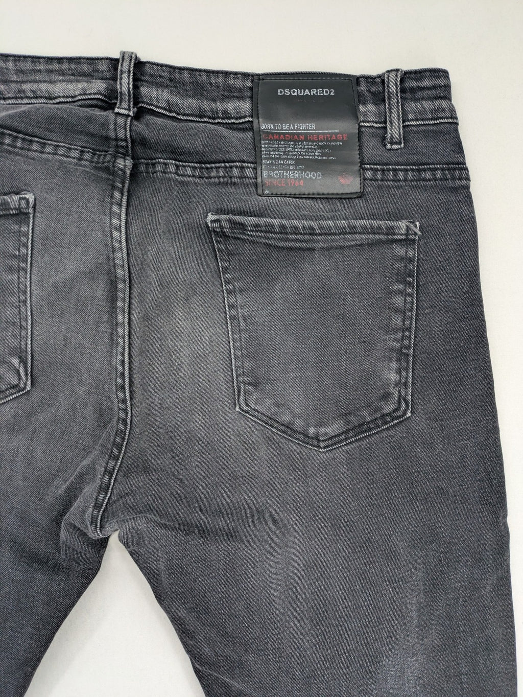 Dsquared2 grey slim jeans distressed finish button fly five-pocket design