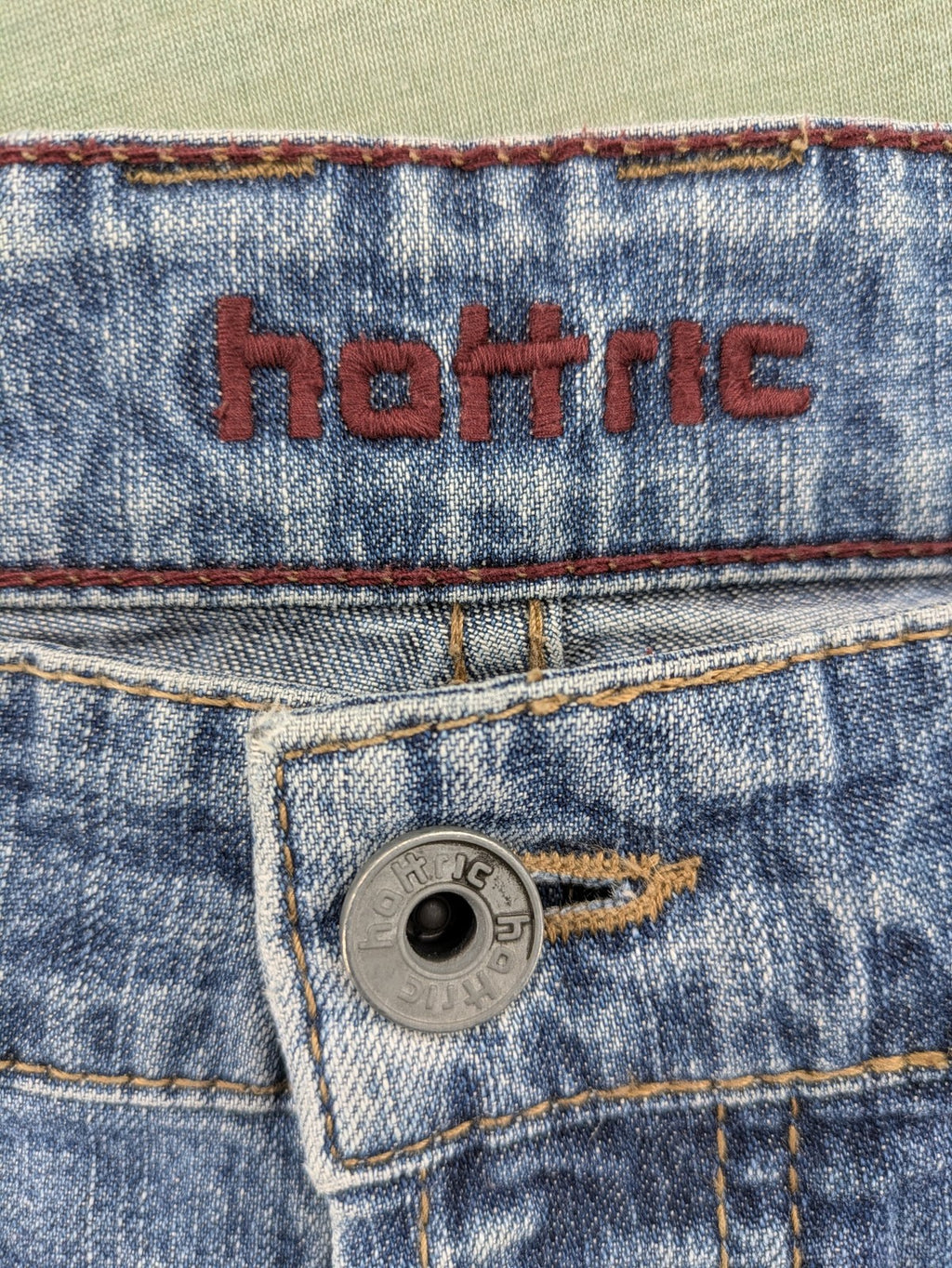 Hattric blue straight jeans durable denim five-pocket design button fly