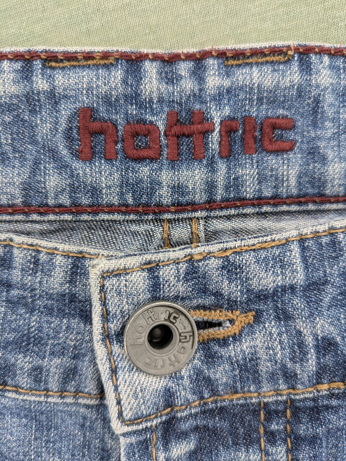 Hattric blue straight jeans durable denim five-pocket design button fly