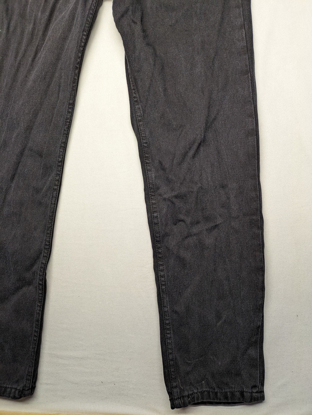 Don't Think Twice straight jeans black grey faded wash five-pocket design cotton denim