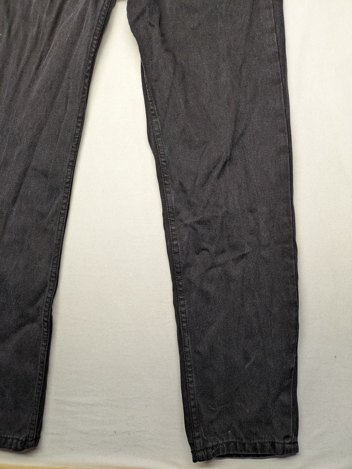 Don't Think Twice straight jeans black grey faded wash five-pocket design cotton denim