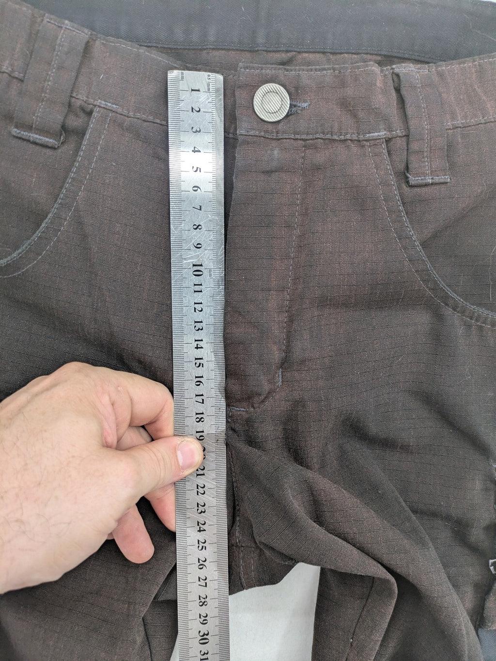 Kübler work pants blue grey Cordura fabric with multiple cargo pockets and reflective details.