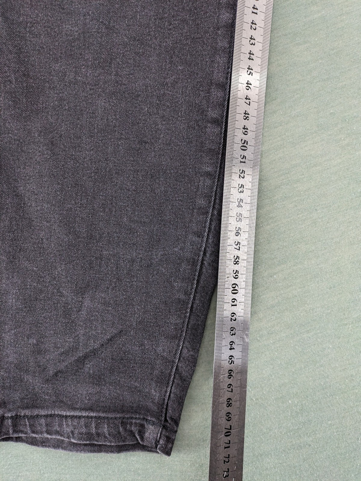 ROCK YOUR CURVES black tapered jeans with grey velvet side stripes and faded wash.