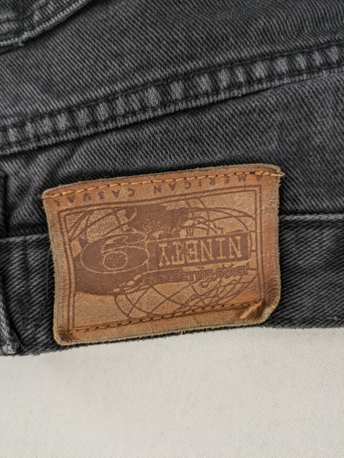 Ninety straight jeans faded black denim five-pocket design 100% cotton vintage style