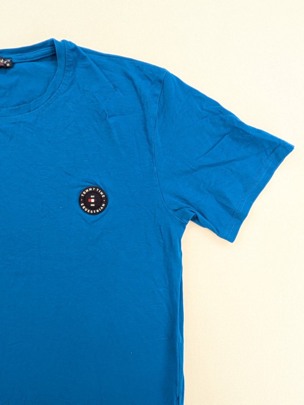Littstar blue t-shirt cotton blend round neck short sleeves logo patch detail