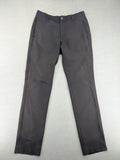 Adidas grey pants with 3-stripe logo, flat-front design, made from performance material.