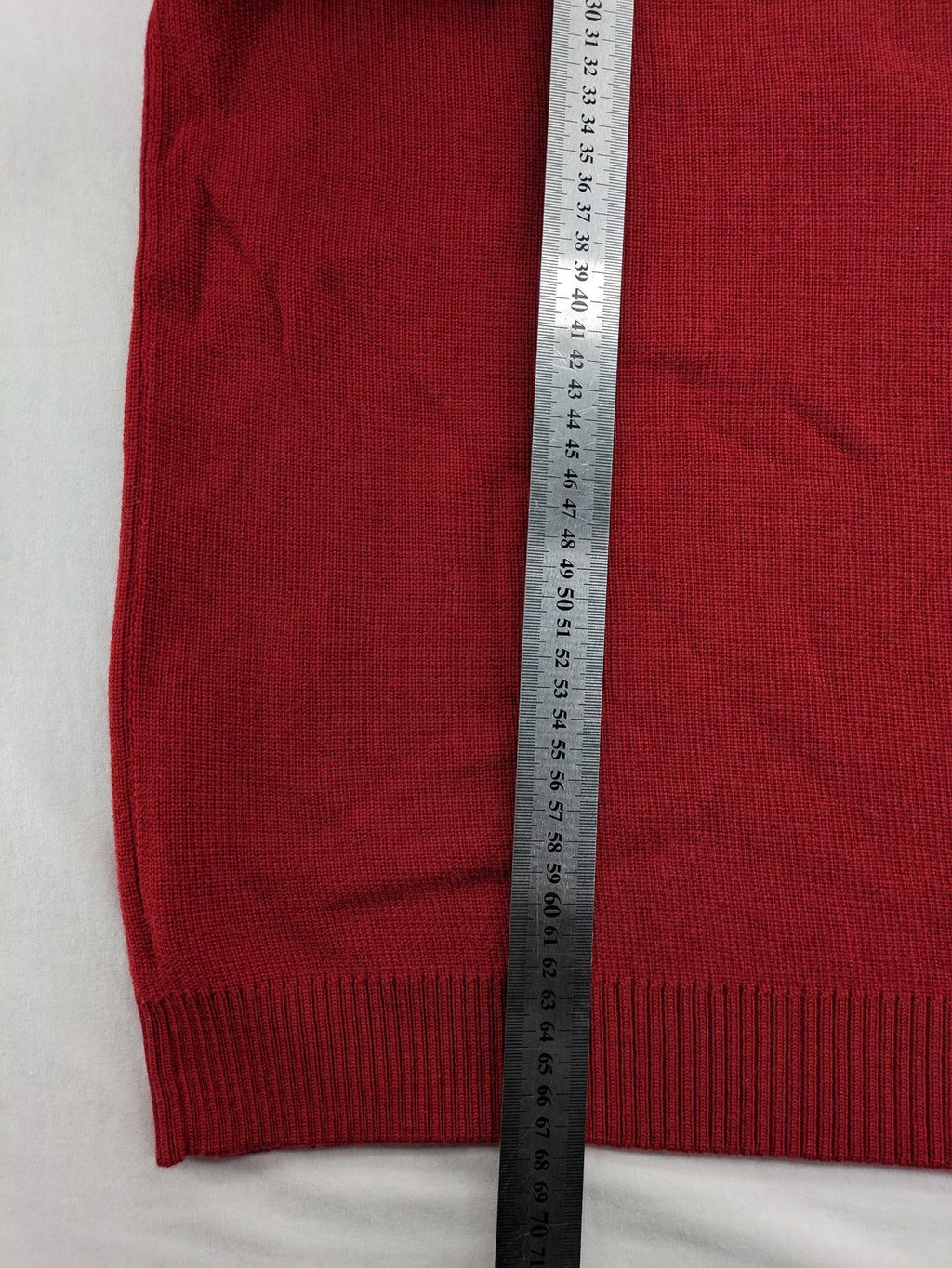 BRAX red turtle neck jumper V-neck design made from merino wool and cotton blend.