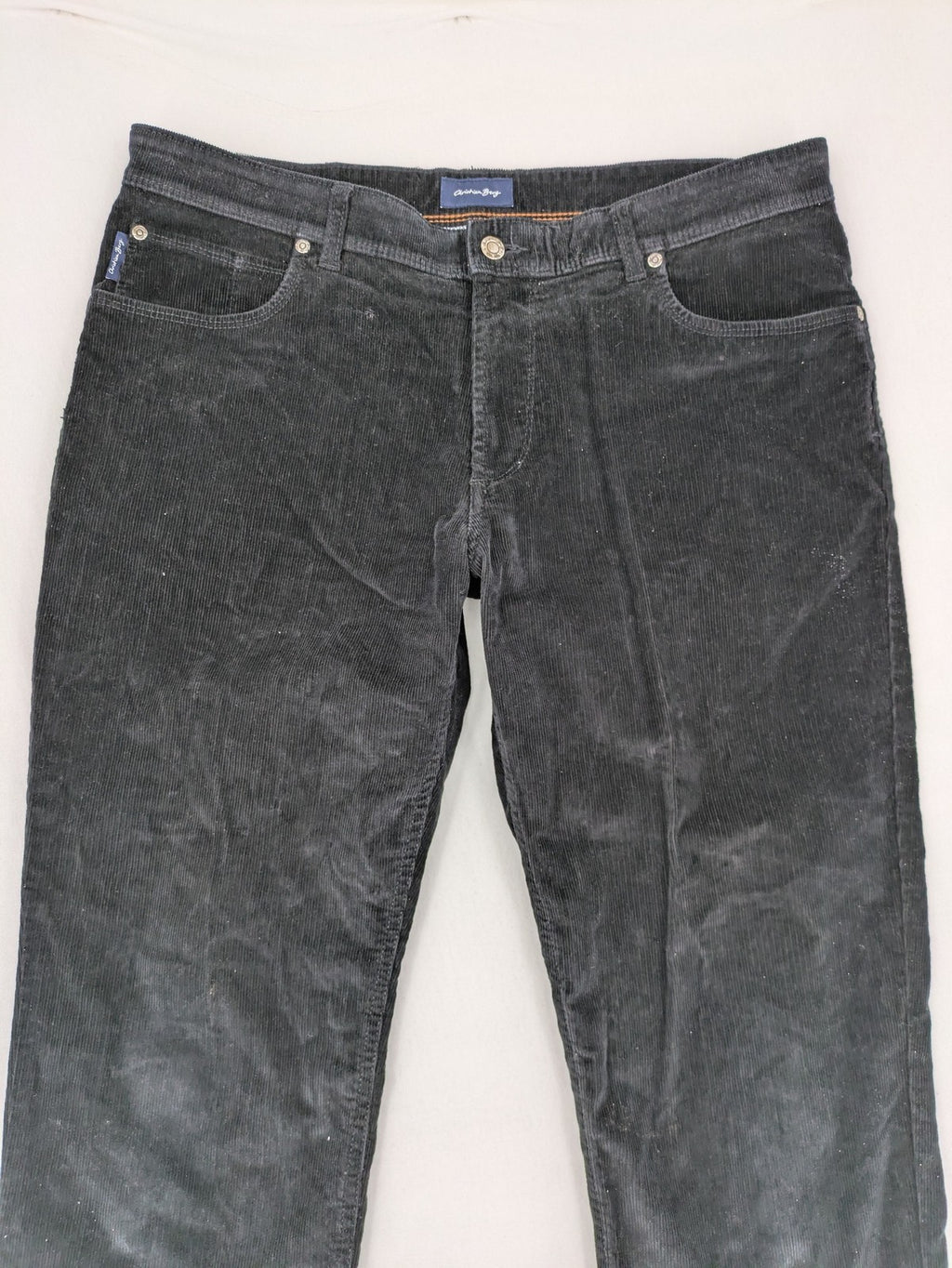 Christian Berg black cord pants straight fit 5-pocket design cotton blend